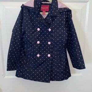 London Fog Raincoat Blue Pink Dots Size 5 6 M